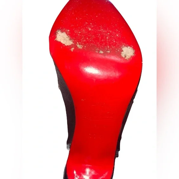 Christian Louboutin Black Satin 100 Nooka Heels Size 37 1/2 US Size 7.5 - Picture 10 of 11